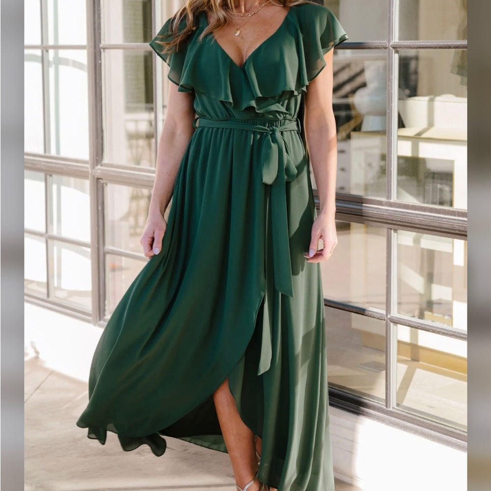 Katya Ruffle Evergreen dress